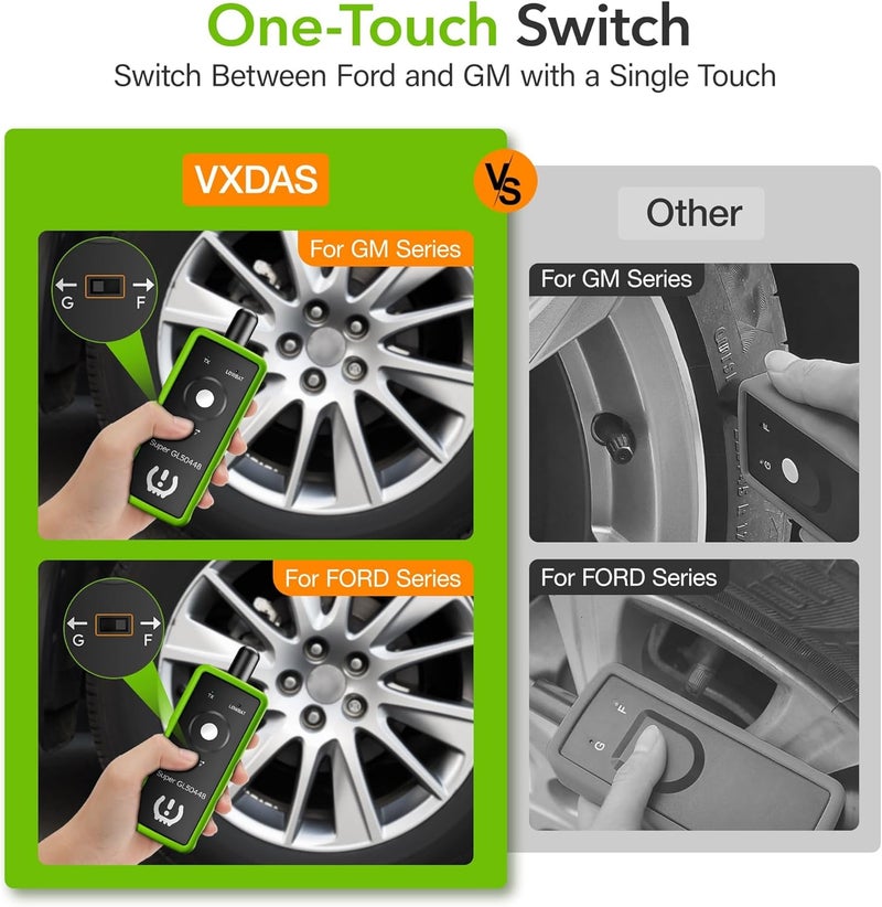 في اكس دي ايه اس أد��ة إعادة تعلم TPMS 2IN1 Super GL50448 لسيارات GM وFord مع زر تبديل النموذج، تنشيط مراقبة مستشعر ضغط الإطارات لسيارات Buick/Cadillac/Chevrolet/GMC/Lincoln/Mazda إصدار 2024 (أخضر) - Image 5