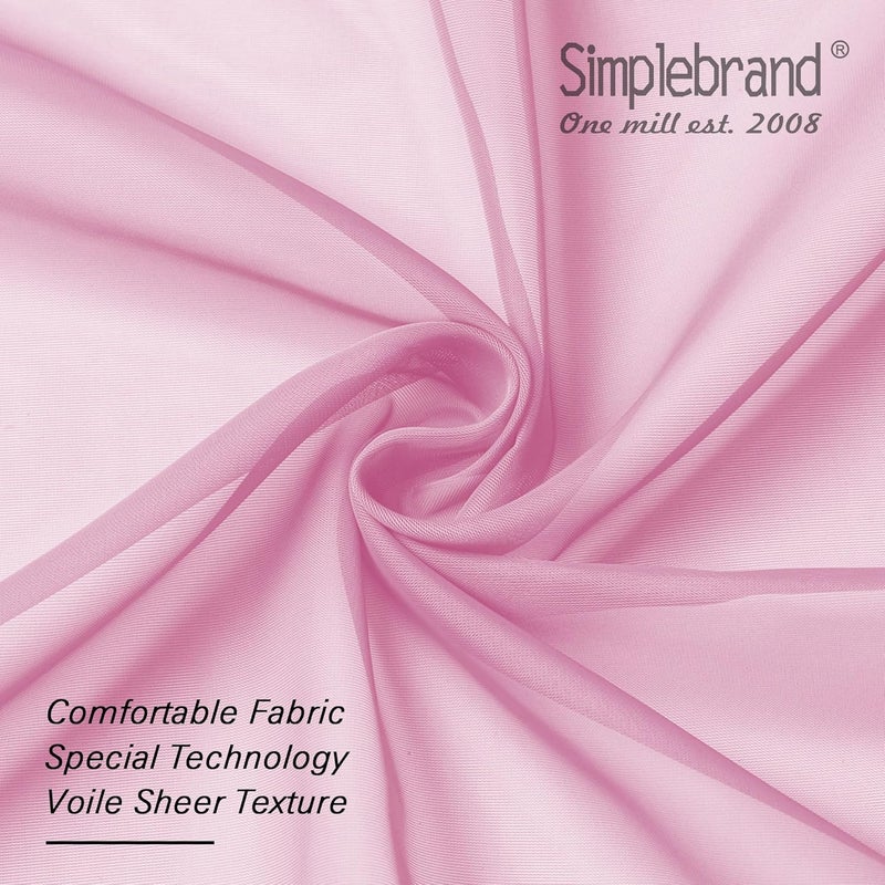 SimpleBrand Pink Sheer Curtains 84 Inches Long, Light Filtering Rod Pocket Solid Color Window Sheer Curtain Panels, Elegant Curtains & Drapes for Living Room, Bedroom 2 Panels (42" W x 84" L) - Image 4
