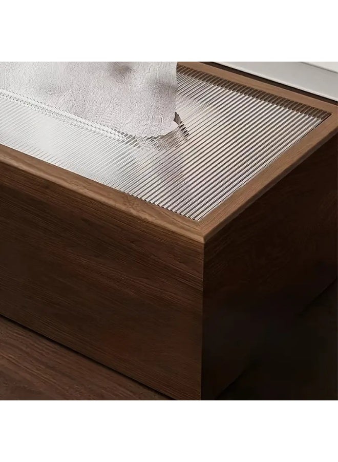 Nordic Style Wooden Tissue Box with Acrylic Cover, Stripe Pattern, Home and Restaurant Napkin Dispenser, Desktop Storage Organizer - Image 2