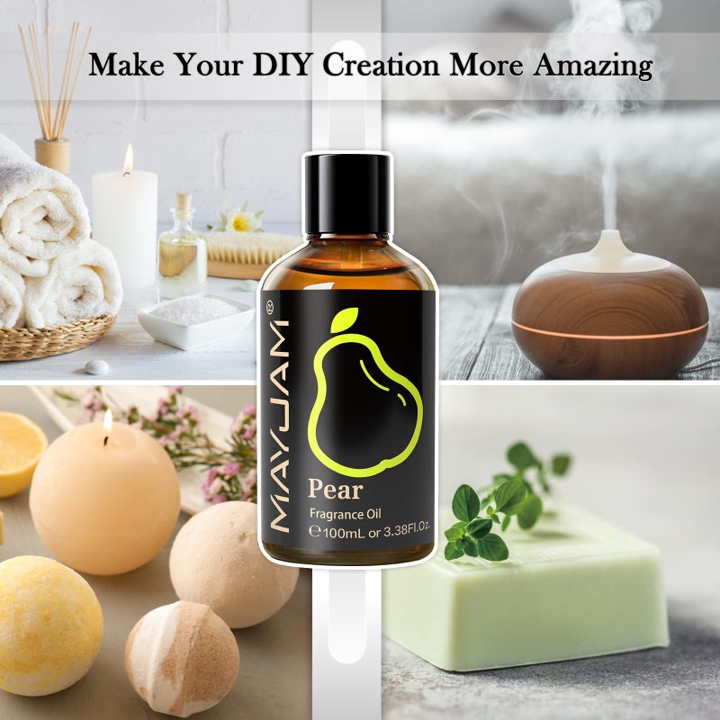 MAYJAM 100ML/3.38FL.OZ Pear Fragrance Oils with Glass Dropper, Essential Oils for Diffusers for Home, Long Lasting Scented Oils for Diffusers Soap Candle Making - Image 5