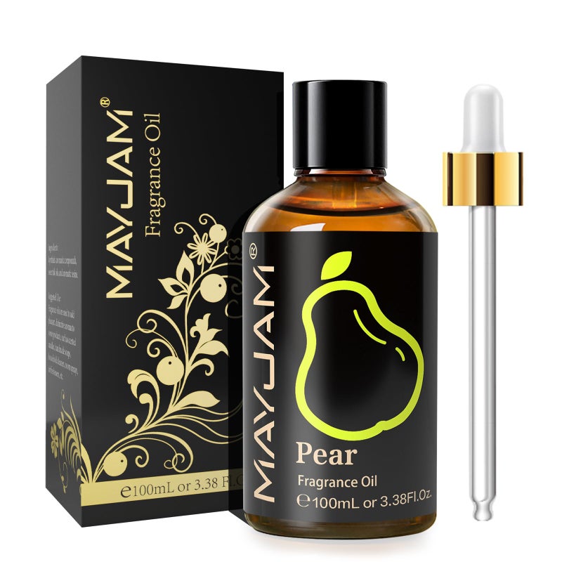 MAYJAM 100ML/3.38FL.OZ Pear Fragrance Oils with Glass Dropper, Essential Oils for Diffusers for Home, Long Lasting Scented Oils for Diffusers Soap Candle Making - Image 1