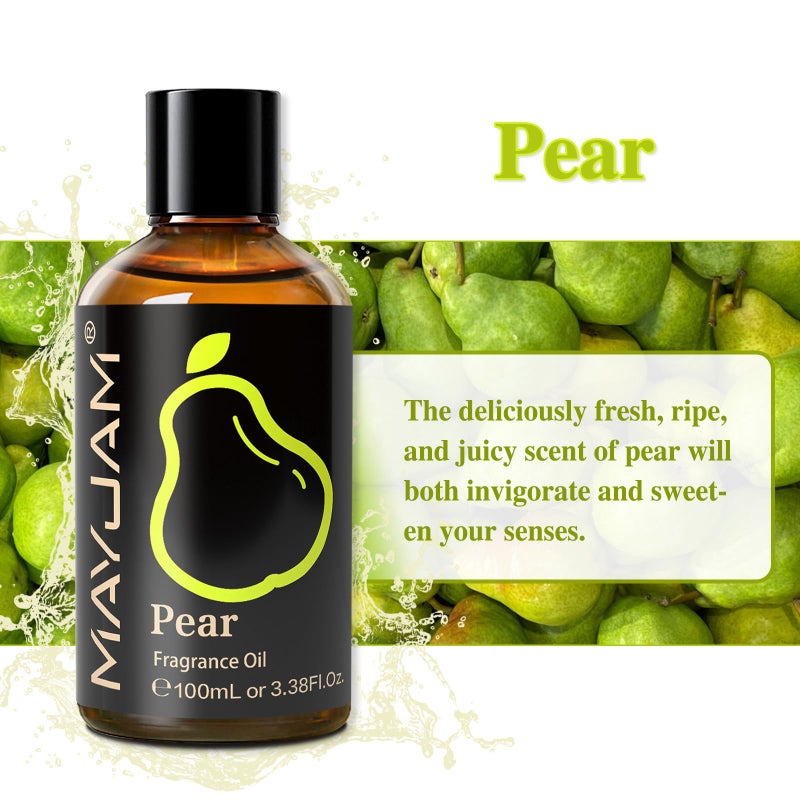 MAYJAM 100ML/3.38FL.OZ Pear Fragrance Oils with Glass Dropper, Essential Oils for Diffusers for Home, Long Lasting Scented Oils for Diffusers Soap Candle Making - Image 4