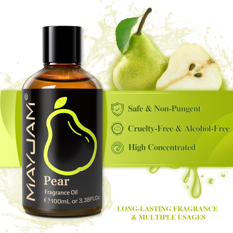 MAYJAM 100ML/3.38FL.OZ Pear Fragrance Oils with Glass Dropper, Essential Oils for Diffusers for Home, Long Lasting Scented Oils for Diffusers Soap Candle Making - Image 3