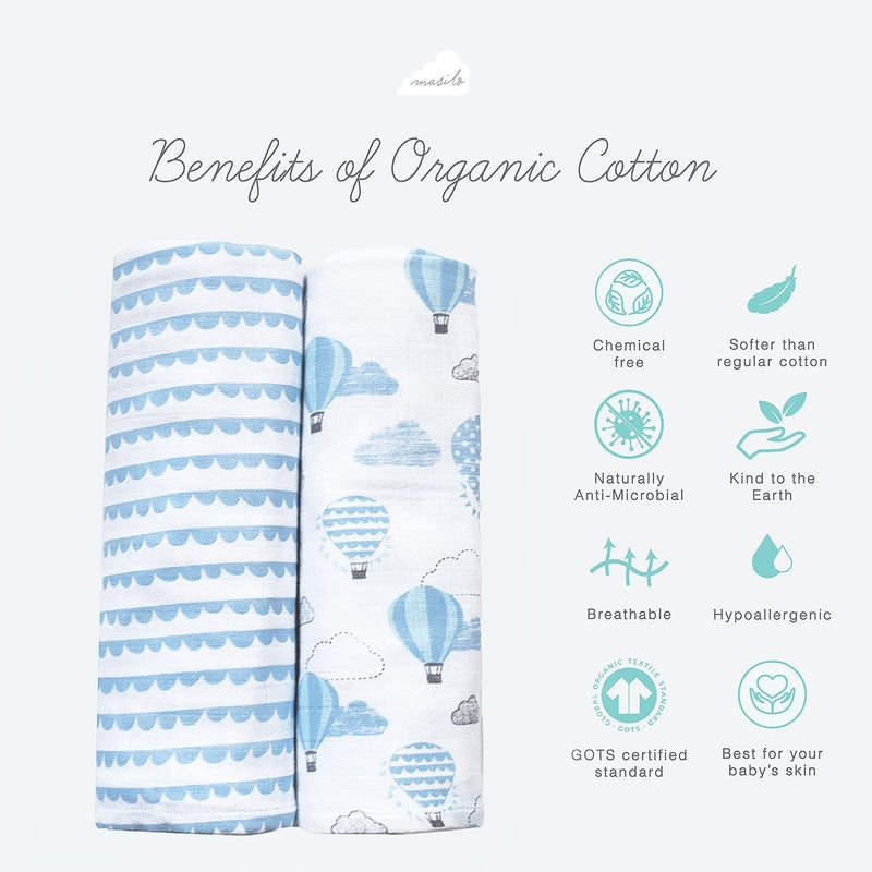 Masilo 100% Organic Cotton Crib Fitted Sheets for Crib Mattress-Cradle Baby Bed Sheet -Fits Upto 6" deep-All Round Elastic for Secure fit -HAB Blue - Image 4