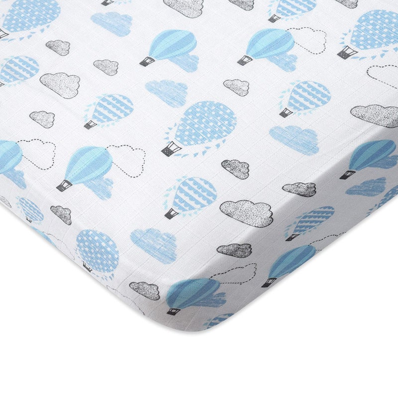 Masilo 100% Organic Cotton Crib Fitted Sheets for Crib Mattress-Cradle Baby Bed Sheet -Fits Upto 6" deep-All Round Elastic for Secure fit -HAB Blue - Image 1