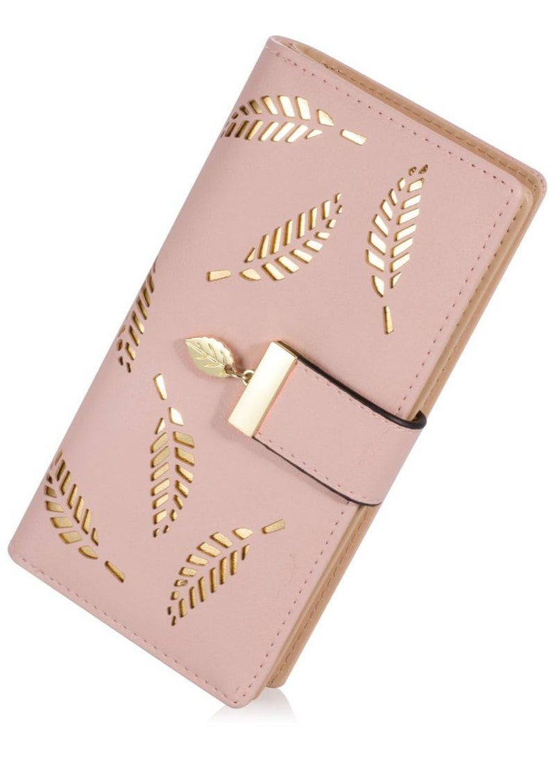 محفظة نسائية لطيفة ولطيفة على شكل أوراق شوكولاتة طويلة ذات محفظة جلدية ذات محفظة جلدية بحافظة بطاقات بإبزيم سحاب حقيبة يد أنيقة بقابض، مقاس واحد - Image 1