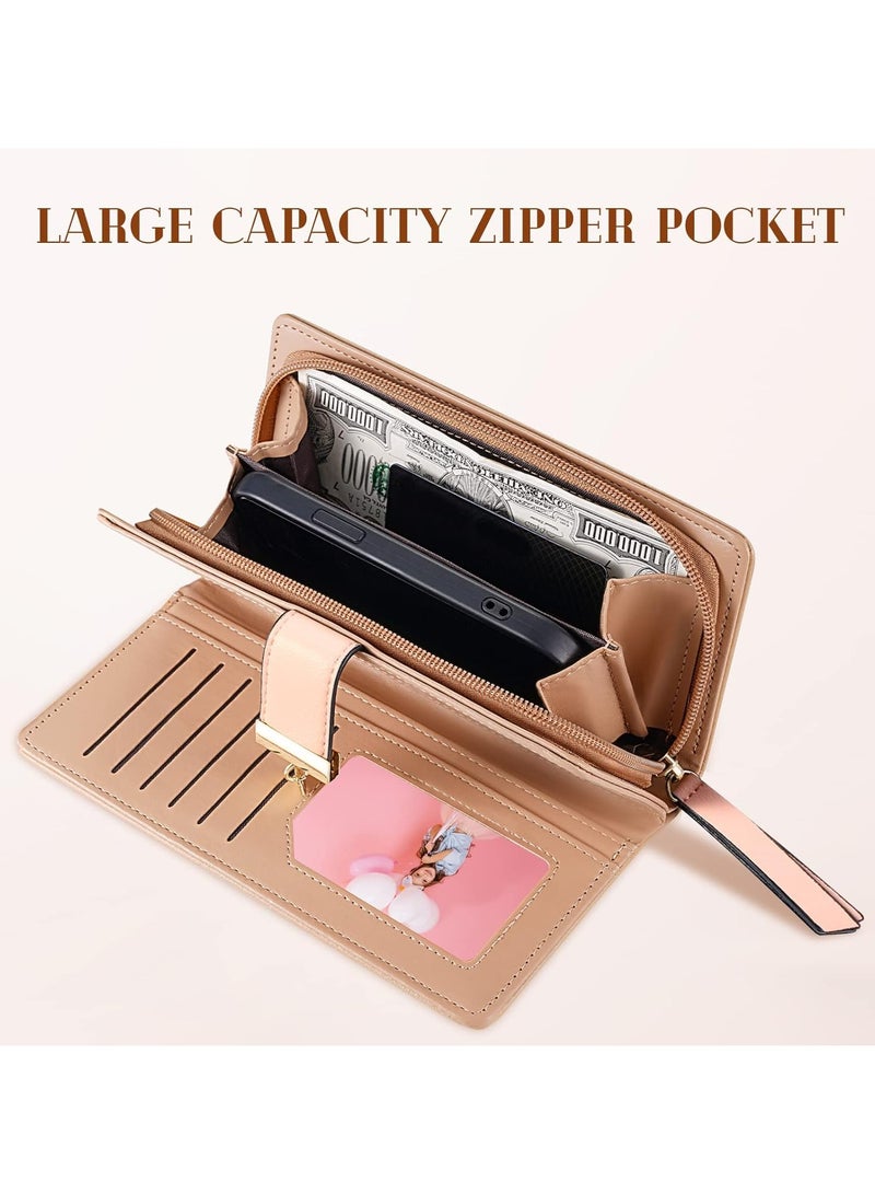 محفظة نسائية لطيفة ولطيفة على شكل أوراق شوكولاتة طويلة ذات محفظة جلدية ذات محفظة جلدية بحافظة بطاقات بإبزيم سحاب حقيبة يد أنيقة بقابض، مقاس واحد - Image 3