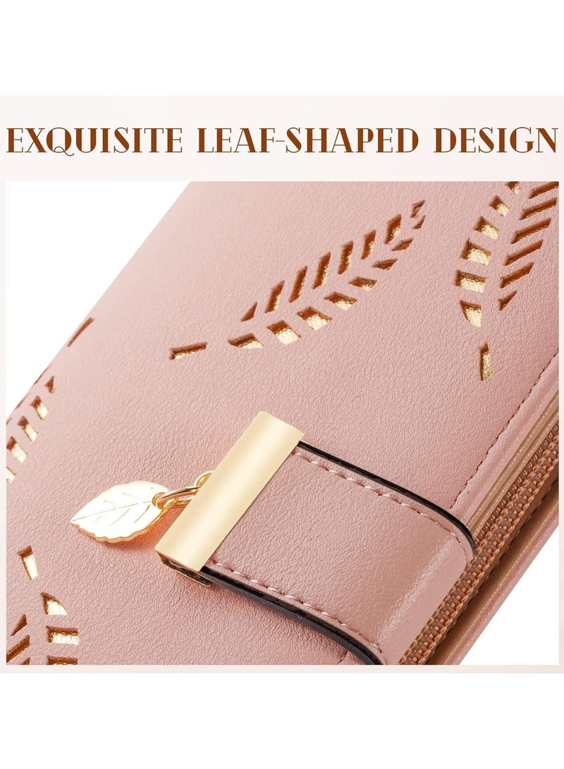 محفظة نسائية لطيفة ولطيفة على شكل أوراق شوكولاتة طويلة ذات محفظة جلدية ذات محفظة جلدية بحافظة بطاقات بإبزيم سحاب حقيبة يد أنيقة بقابض، مقاس واحد - Image 5