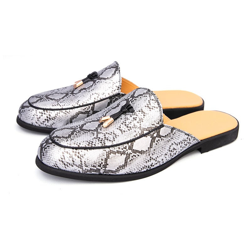 Men'S Slip-On Loafers Large Size Half-Slip Leather Shoes Fashion Trend Hairstylist Tassel Leather Shoes - Image 5
