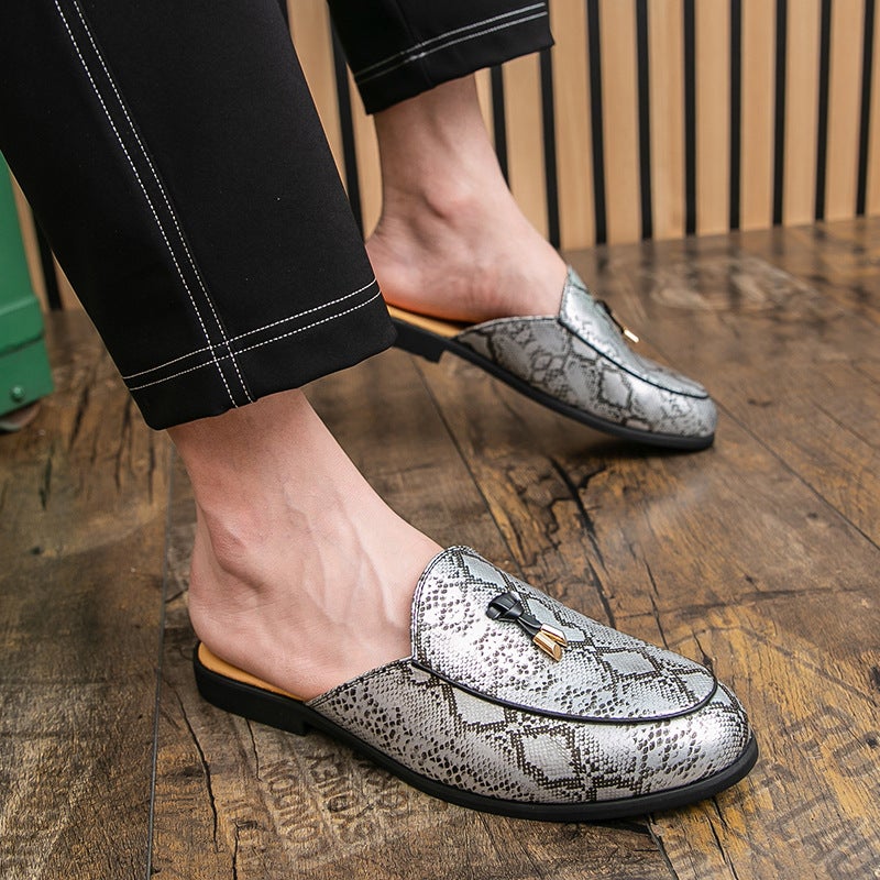 Men'S Slip-On Loafers Large Size Half-Slip Leather Shoes Fashion Trend Hairstylist Tassel Leather Shoes - Image 3