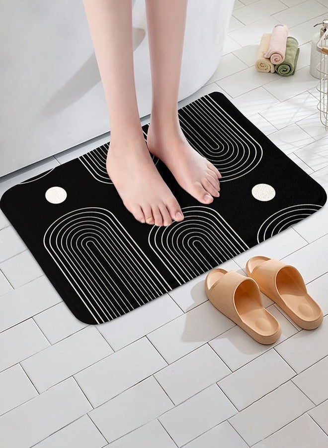 سجاد حمام أبيض وأسود من جيجيلويو، مقاس 20 × 32 بوصة، بتصميم بوهيمي عصري، مصنوع من ألياف دقيقة ناعمة. - Image 2