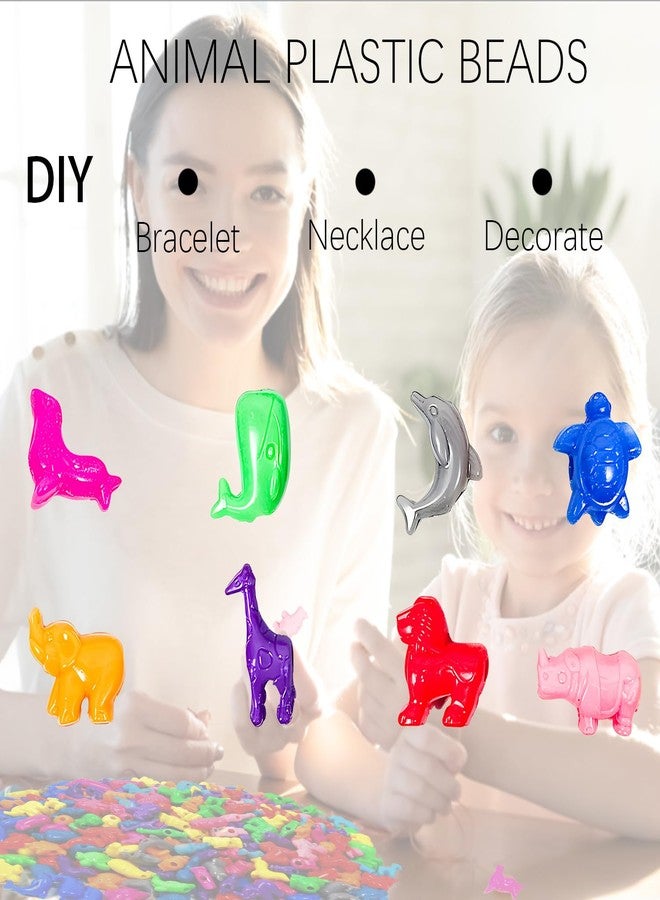 Jolbndcv 300 Pcs Animal Shaped Pony Bead - Plastic Marine Life Design Beads for Crafts, DIY Bracelets, Necklaces, Keychains - 1 Inch - Image 4
