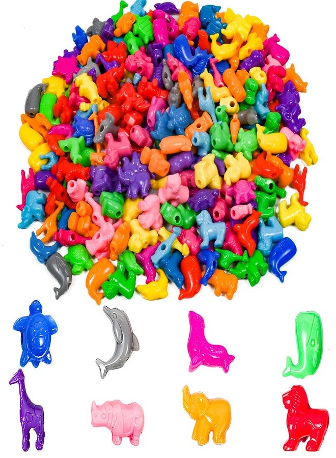 Jolbndcv 300 Pcs Animal Shaped Pony Bead - Plastic Marine Life Design Beads for Crafts, DIY Bracelets, Necklaces, Keychains - 1 Inch - Image 1