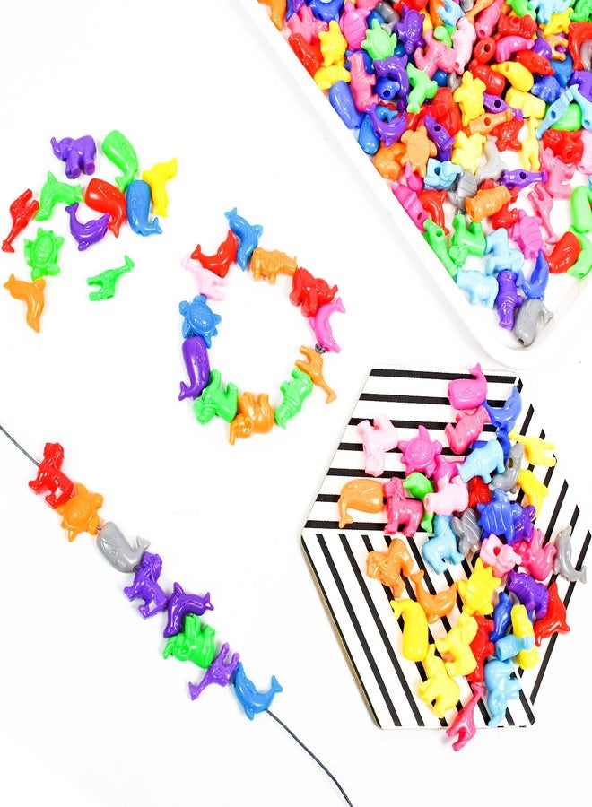 Jolbndcv 300 Pcs Animal Shaped Pony Bead - Plastic Marine Life Design Beads for Crafts, DIY Bracelets, Necklaces, Keychains - 1 Inch - Image 3