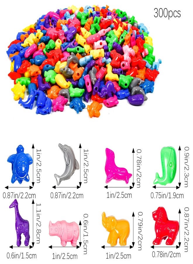 Jolbndcv 300 Pcs Animal Shaped Pony Bead - Plastic Marine Life Design Beads for Crafts, DIY Bracelets, Necklaces, Keychains - 1 Inch - Image 2