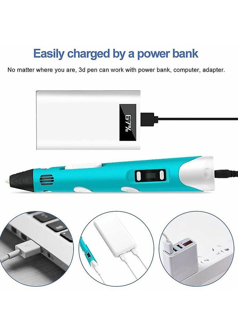 ELTRAZONE Intelligent 3d Pen With Led Display, 3d Printing Pen With Usb Charging,10 Colors Pla Filament Refills, Compatible Pla Abs,Perfect Arts Crafts Gift  - Image 4