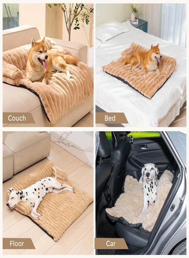 Avont Dog Bed Mat for Couch, Warm Fluffy Calming Sofa Topper Furniture Protector for Small Medium Large Dogs Cats with Removable Washable Cover -Brown(M) - Image 4