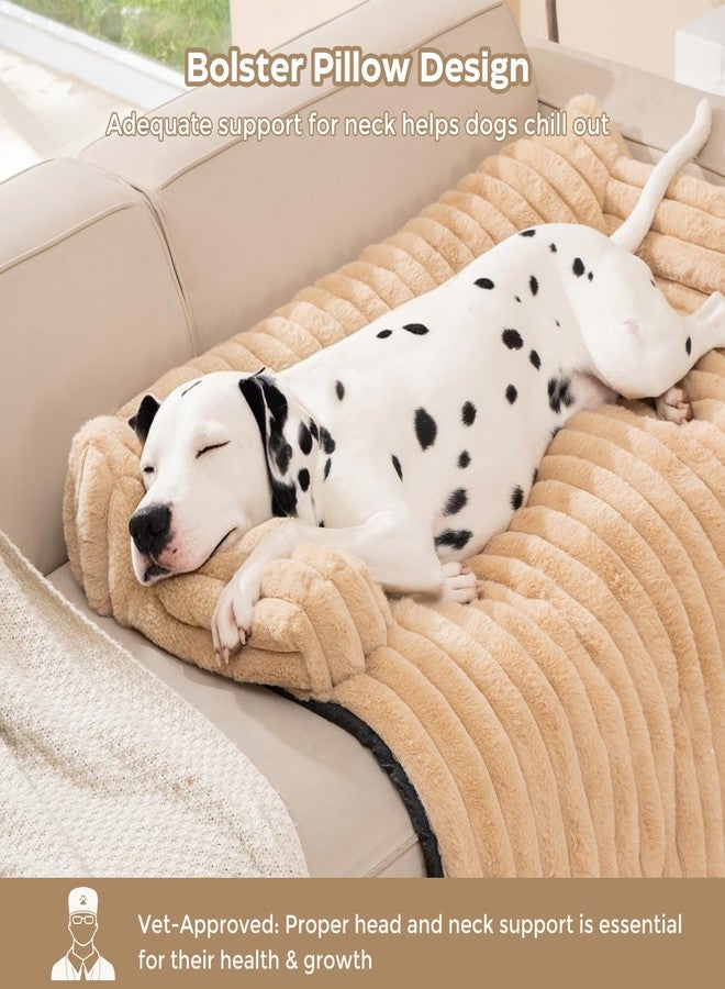 Avont Dog Bed Mat for Couch, Warm Fluffy Calming Sofa Topper Furniture Protector for Small Medium Large Dogs Cats with Removable Washable Cover -Brown(M) - Image 2