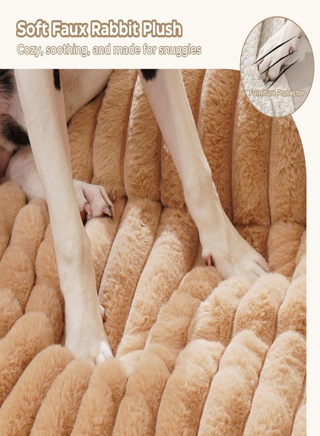 Avont Dog Bed Mat for Couch, Warm Fluffy Calming Sofa Topper Furniture Protector for Small Medium Large Dogs Cats with Removable Washable Cover -Brown(M) - Image 3