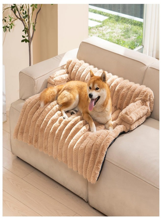 Avont Dog Bed Mat for Couch, Warm Fluffy Calming Sofa Topper Furniture Protector for Small Medium Large Dogs Cats with Removable Washable Cover -Brown(M) - Image 1