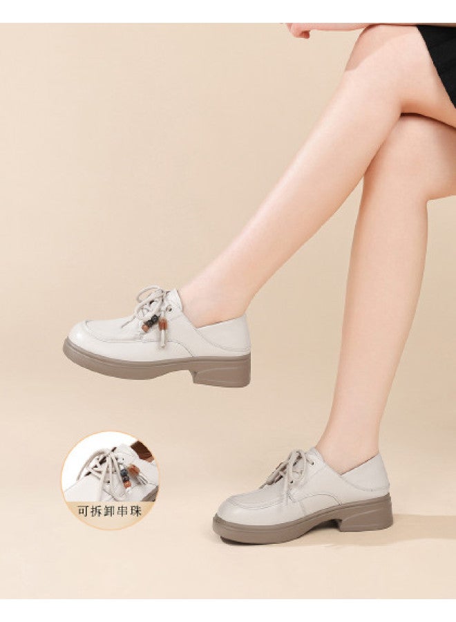 RED DRAGONFLY Women's Shoes 26 New Spring/autumn Thick-sole Loafers Ladies Flats Genuine Leather Soft Leather British Style Leather Shoes - Image 1