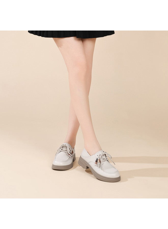 RED DRAGONFLY Women's Shoes 26 New Spring/autumn Thick-sole Loafers Ladies Flats Genuine Leather Soft Leather British Style Leather Shoes - Image 5
