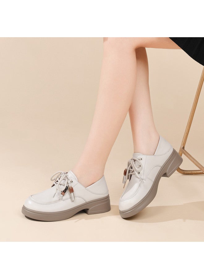 RED DRAGONFLY Women's Shoes 26 New Spring/autumn Thick-sole Loafers Ladies Flats Genuine Leather Soft Leather British Style Leather Shoes - Image 3