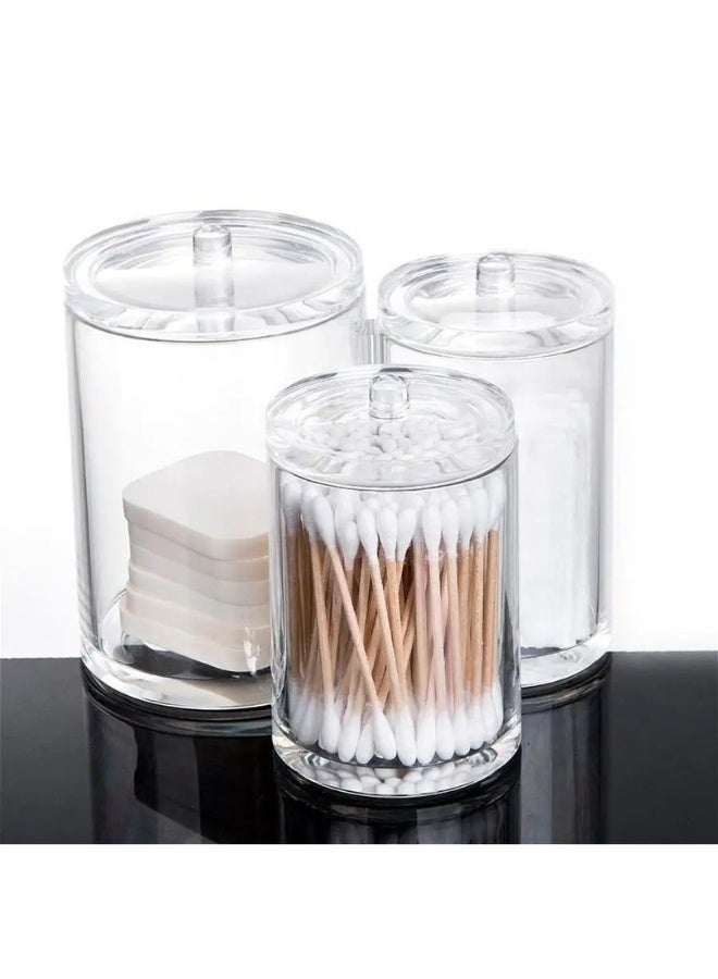 Acrylic Cotton Pad and Swab Holder – 3 Compartment Organizer with Secure Lid – Elegant Makeup Storage for Bathroom & Bedroom - Image 2
