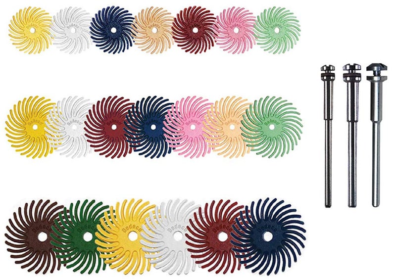Dedeco Sunburst - All-in-One Assortment - 83 Piece Tool Set - Precision Thermoplastic Rotary Cleaning & Polishing Discs - 4 Each 5/8", 7/8" & 1" in All Grit Textures Plus 0261, 1363 & 5425 Mandrels - Image 1