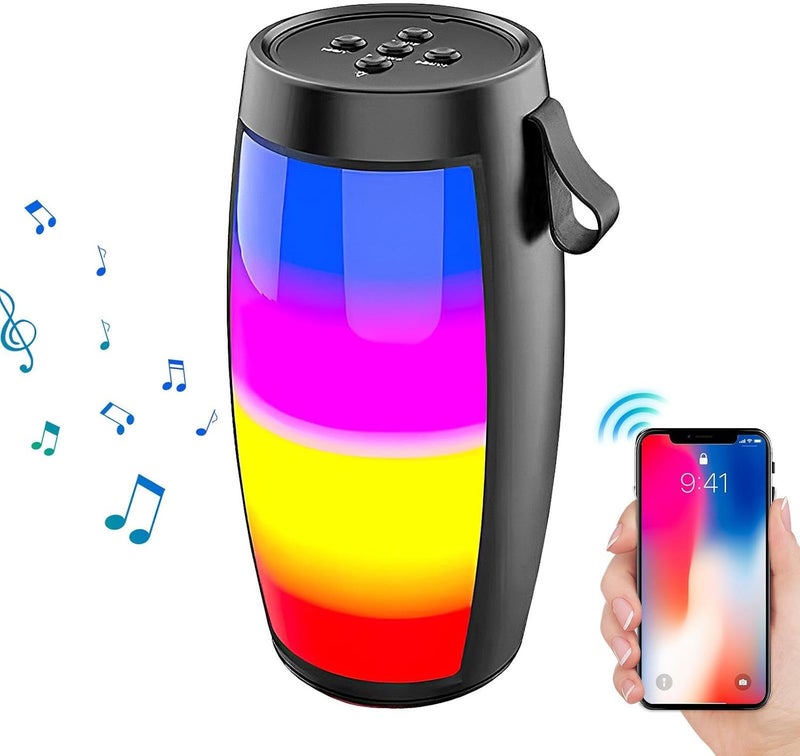 ويندفورج كرافت مكبر صوت صغير خارجي - مكبر صوت صغير مقاوم للماء بإضاءة ملونة للاستحمام | مكبر صوت محمول لتحسين صوت الجهير، وميزة المكالمات بدون استخدام اليدين، وميزة التنبيه الصوتي - Image 1