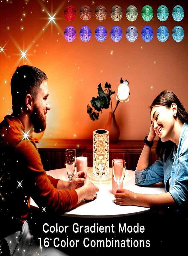 KriVat Table Lamp with Remote Control Crystal Acrylic Lamp & USB Charging RGB Touch Lamp Night Light for Bedroom Living Room Office Bars Wedding Décor Creative (Clear) (Crystal Rose Diamond) - Image 5