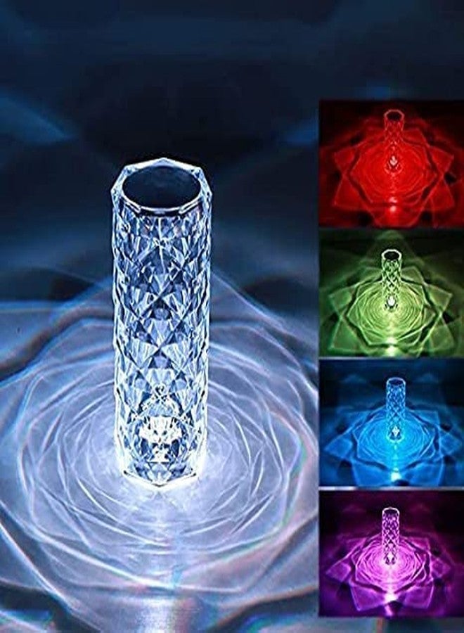 KriVat Table Lamp with Remote Control Crystal Acrylic Lamp & USB Charging RGB Touch Lamp Night Light for Bedroom Living Room Office Bars Wedding Décor Creative (Clear) (Crystal Rose Diamond) - Image 2