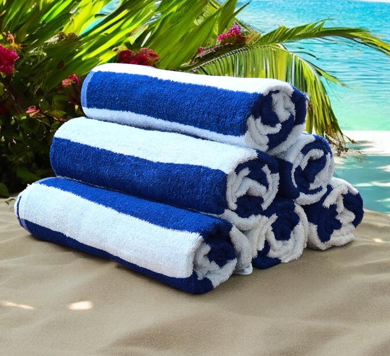 Vissage Blue White Cabana Plush Pool Towel 750gms 90CM180CM - Image 2