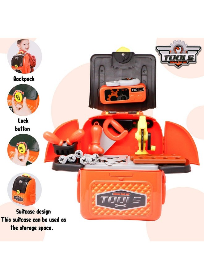 زيست فور تويز مجموعة أدوات فاخرة 2 في 1 من Zest 4 Toyz مع حقيبة ظهر محمولة ومجموعة لعب الأدوار مع الملحقات - 28 قطعة (برتقالي)  - Image 2