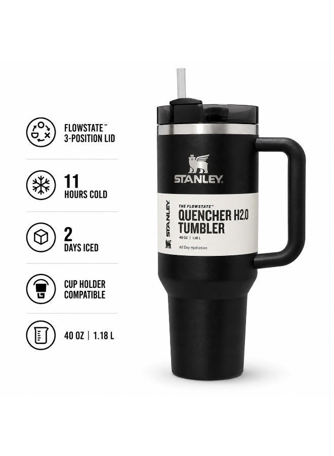 Stanley Quencher H2.0 FlowState Insulated Stainless Steel Tumbler with Lid and Straw - 40oz - Black - Image 1