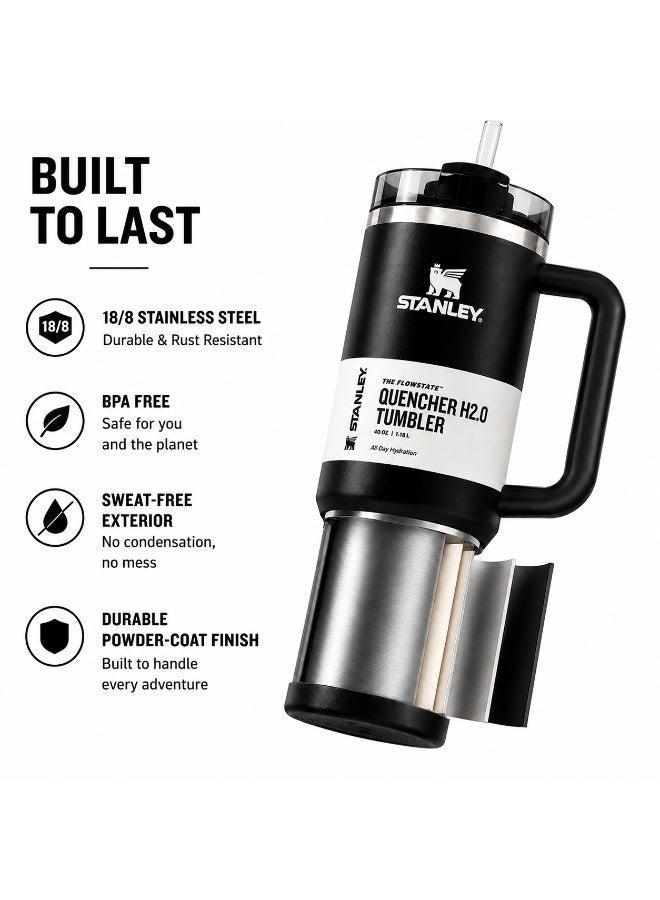 Stanley Quencher H2.0 FlowState Insulated Stainless Steel Tumbler with Lid and Straw - 40oz - Black - Image 4