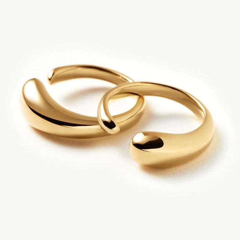 Kainier 2PCS Gold Chunky Rings for Women 14K Gold Plated Dainty Rings High Polish Statement Band Classic Double Ring Comfort Fit Size 5 to 10 (8, Double Ring) - Image 4