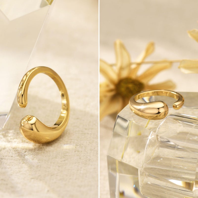 Kainier 2PCS Gold Chunky Rings for Women 14K Gold Plated Dainty Rings High Polish Statement Band Classic Double Ring Comfort Fit Size 5 to 10 (8, Double Ring) - Image 5