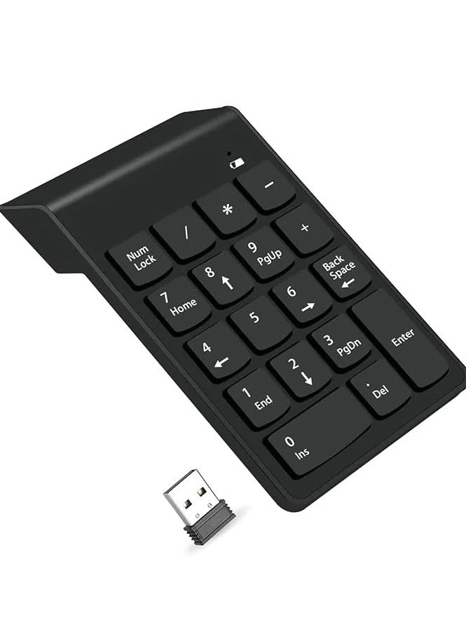 Generic - Wireless Numeric Keypad 18Keys Portable Number Numpad with 2.4G Mini USB Receiver for Laptop Notebook, Desktop, Surface Pro, Black - Image 1