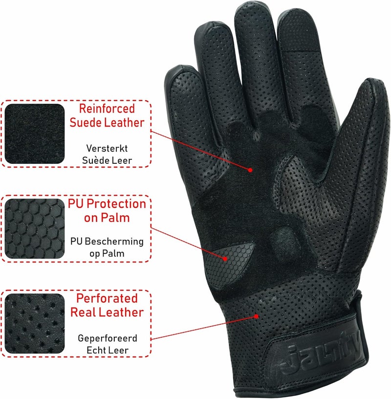 JAUNTY Motorcycle Gloves for Men and Women - Leather Touchscreen Racing Gloves - Image 3
