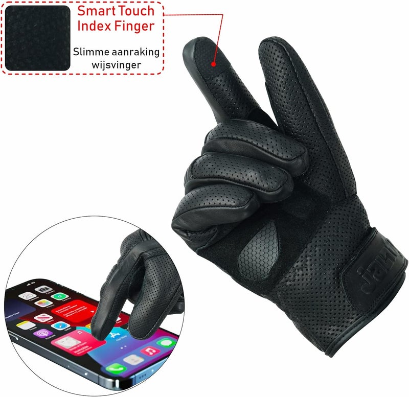 JAUNTY Motorcycle Gloves for Men and Women - Leather Touchscreen Racing Gloves - Image 4