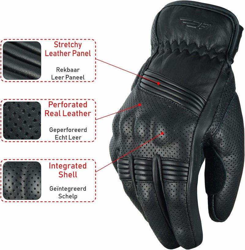 JAUNTY Motorcycle Gloves for Men and Women - Leather Touchscreen Racing Gloves - Image 2