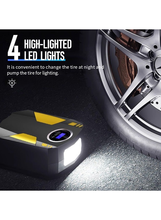 مضخة هواء رقمية للسيارات: جهاز نفخ إطارات سيارات محمول مزود بتوقف تلقائي وضوء LED للسيارات والدراجات الهوائية والدراجات النارية - Image 3