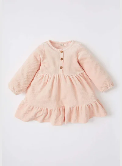 DeFacto Long Sleeve Half Buttoned Velvet Mini Dress