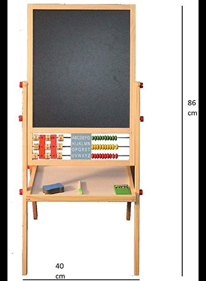 2-in-1 Kids Drawing Board - Magnetic Doodle & Whiteboard with Stand, Beige/White Double-Sided Art Easel - Image 2