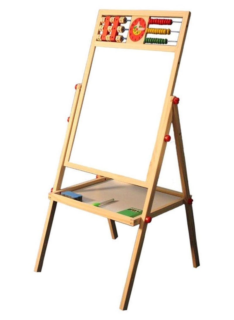 2-in-1 Kids Drawing Board - Magnetic Doodle & Whiteboard with Stand, Beige/White Double-Sided Art Easel - Image 1