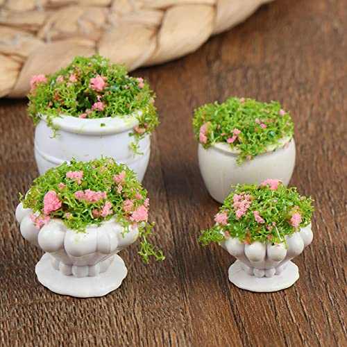 Tboxbo 4 Pcs Dollhouse Potted Plants Miniature Artificial Plant Bonsai Mini Flowerpot Miniature Dollhouse Kit Doll House Mini Plant For 1:12 Dollhouse Decor  Zgdyt67D1 - Image 1