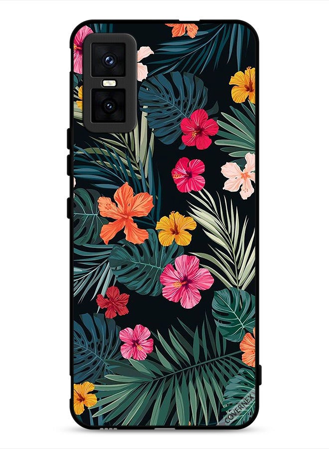 Covernex Infinix GT 30 Pro Protective Case Cover Multi Color Flowers And Dark Green Feathers - Image 1