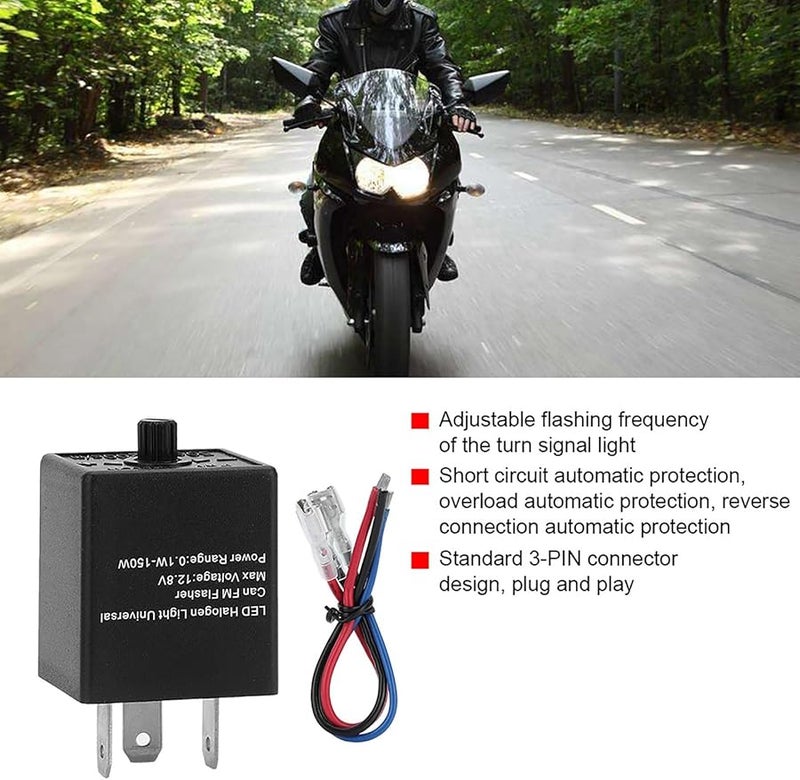 12 فولت 3 دبوس ريلاي وامض LED قابل للتعديل إشارة الانعطاف وميض عالمي التوصيل والتشغيل حماية من التحميل الزائد - Image 5
