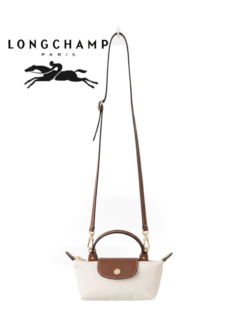 Longchamp French Longchamp Paper White Classic Style Women's Mini handbag,Crossbody Bags,Shoulder Bag Shoulder strap with buckle cameara bag - Image 1